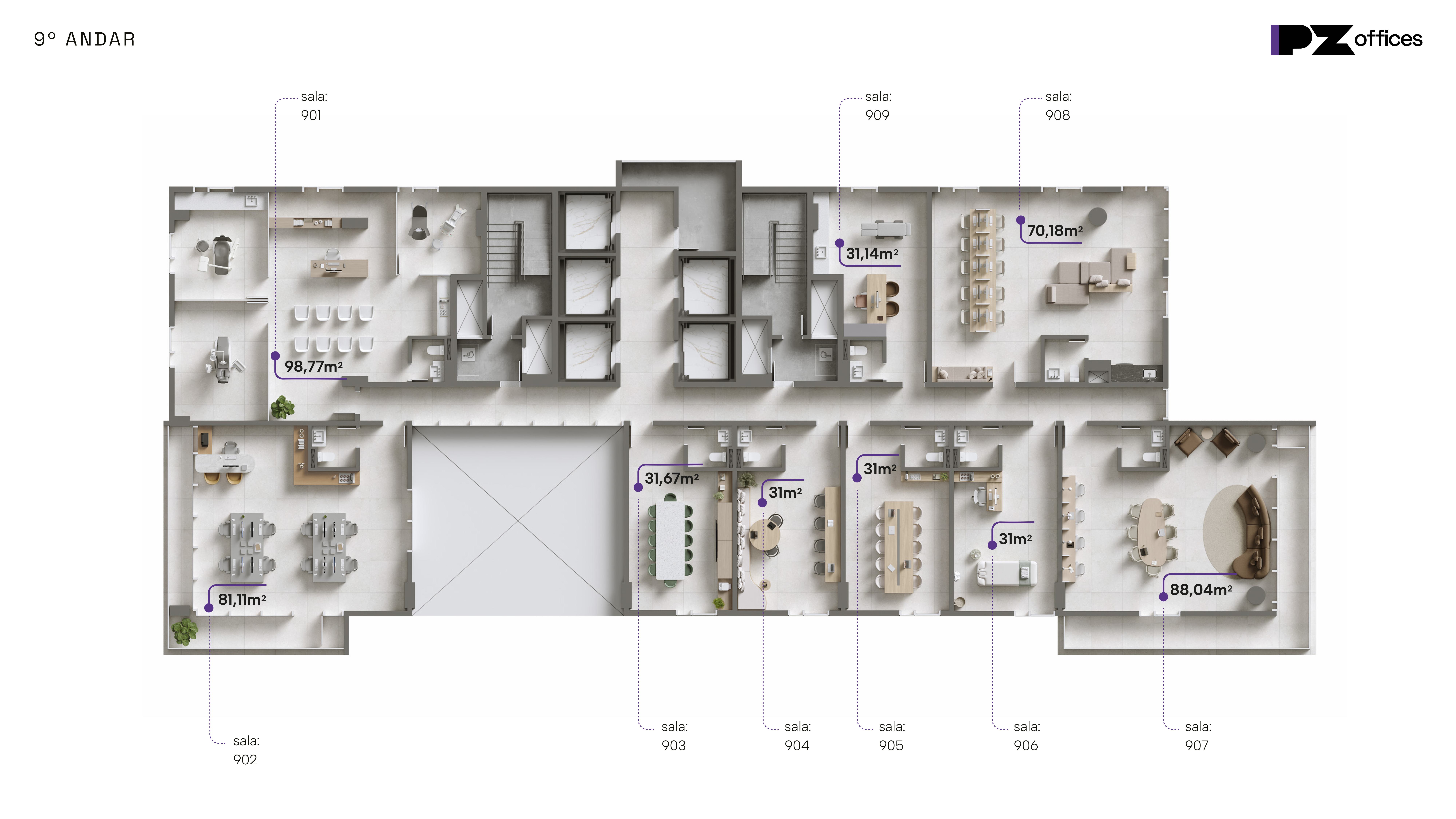 Planta PZ Offices — opção 3